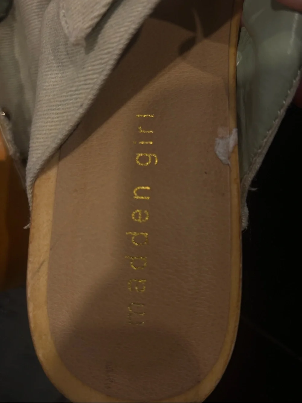 Madden Girl Beige Canvas Platform Clog Sandals